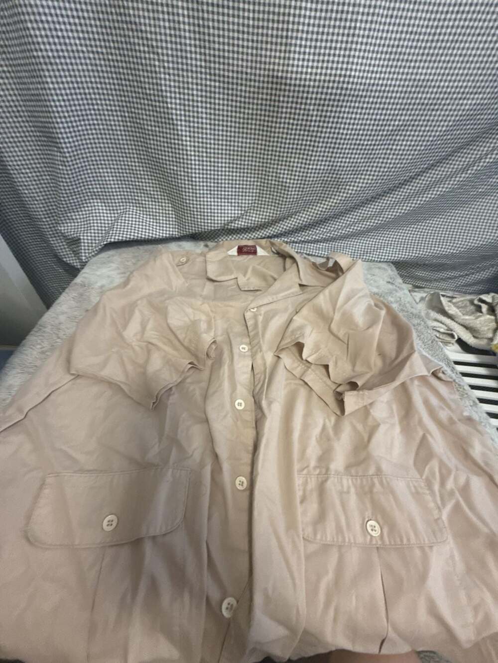 Southern Classics Beige Button-Up Shirt Dress with Pockets, Size XL